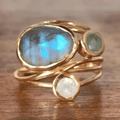 Inlaid Blue Moonstone Ring