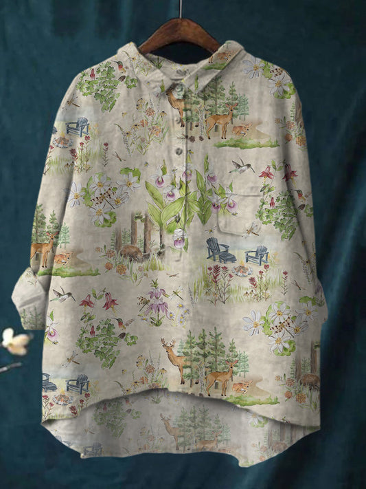 Colorful Meticulous Deer Print Shirt