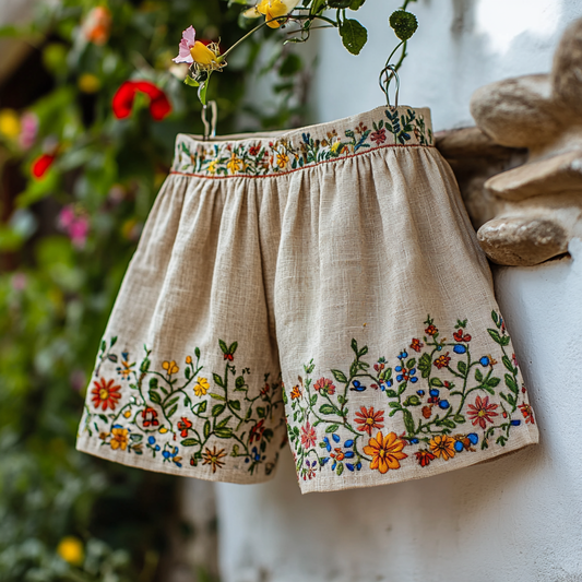 Women's Vacation Bohemian Floral Shorts artswardrobe