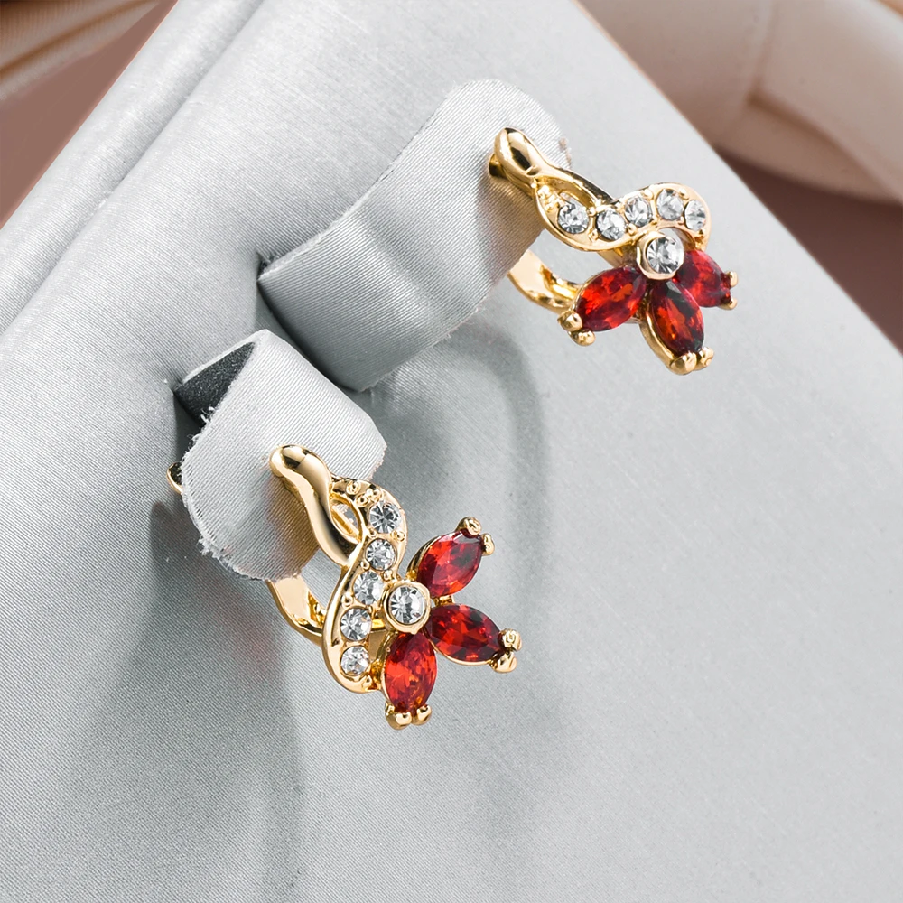 Red Daisy Crystal Earrings