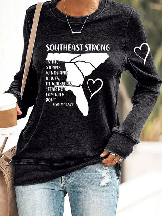 Comstylish Retro Southeast Strong Pray For North Carolina East Tennessee South Carolina Georgia And Florida Print Sweatshirt
