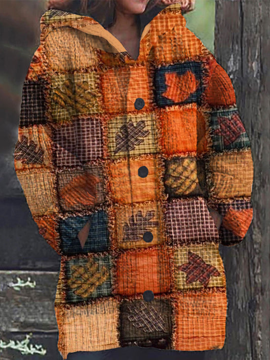Women's Maple Leaf Pumpkin Fall Winter Sweater Cardigan artswardrobe
