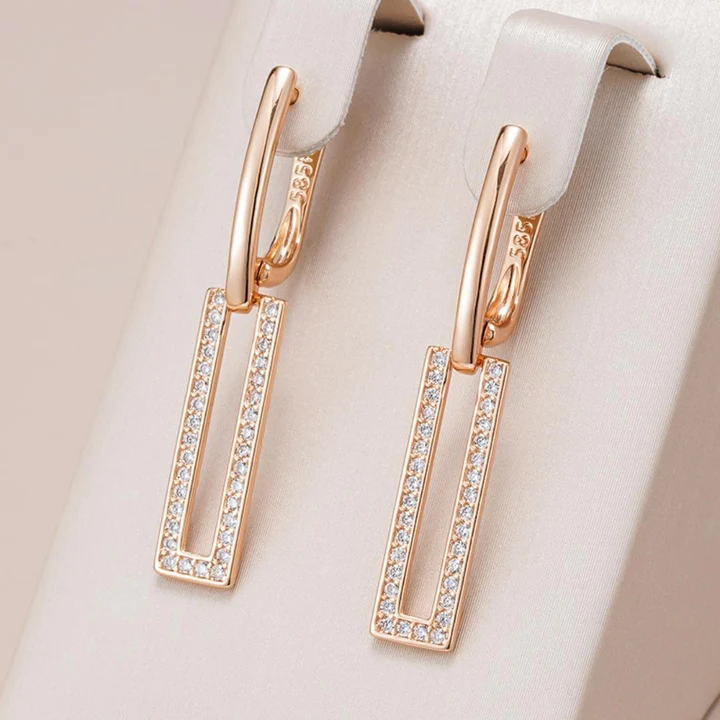 Rectangular Hollow Earrings in Gold