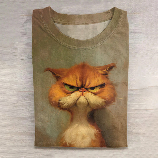 Comstylish Fun Cat Print Short Sleeve Casual T-Shirt