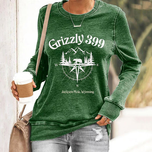 Comstylish Retro Grizzly Bear 399 Rip 1996-2024 Print Sweatshirt