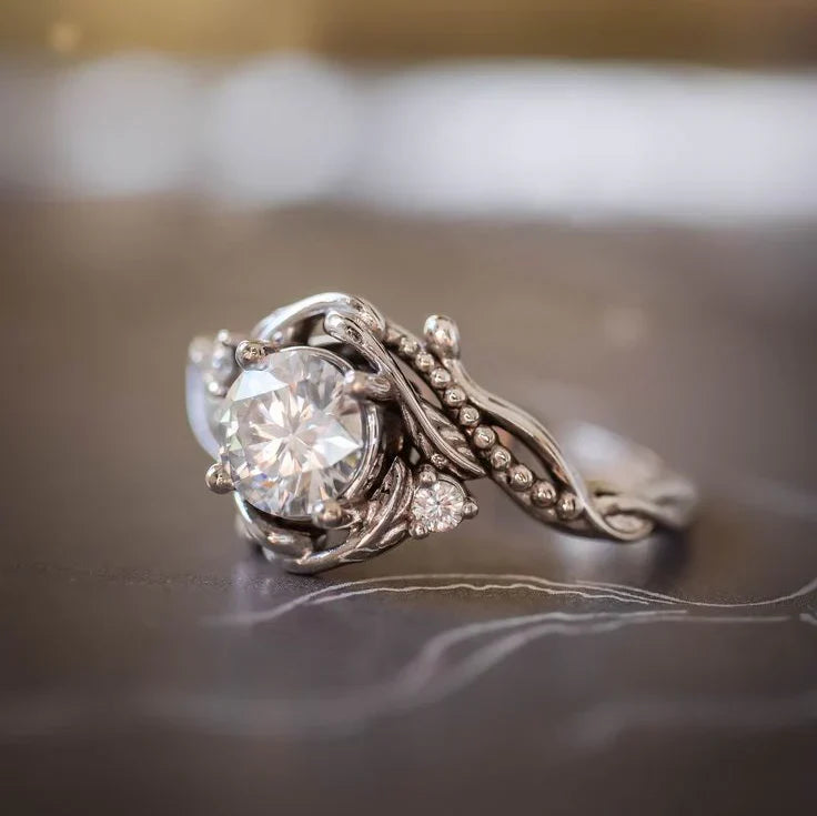 Silver Branch Zirconia Ring