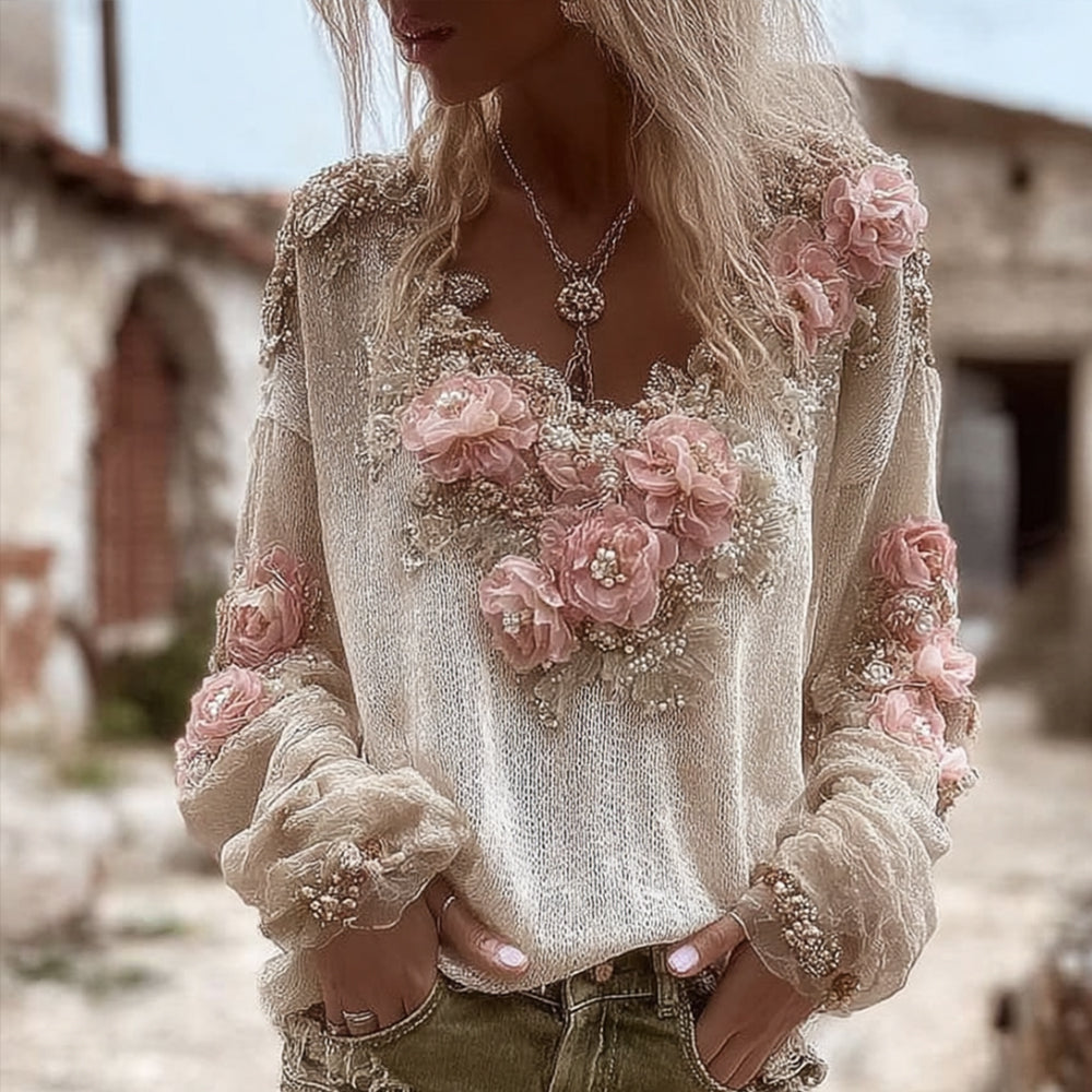 Comstylish Bohemian Style Casual Vintage Long-sleeved Top