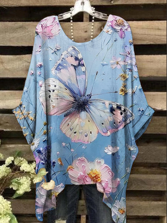 Women's Vintage Butterfly Floral Print Design Top