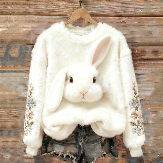 Cute Droopy-eared Rabbit Warm Round-neck Sweatshirt artswardrobe