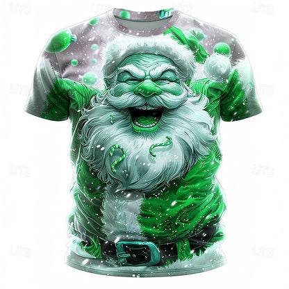 Comstylish Men's Christmas Santa Claus Print Crew Neck Short Sleeve T-shirt