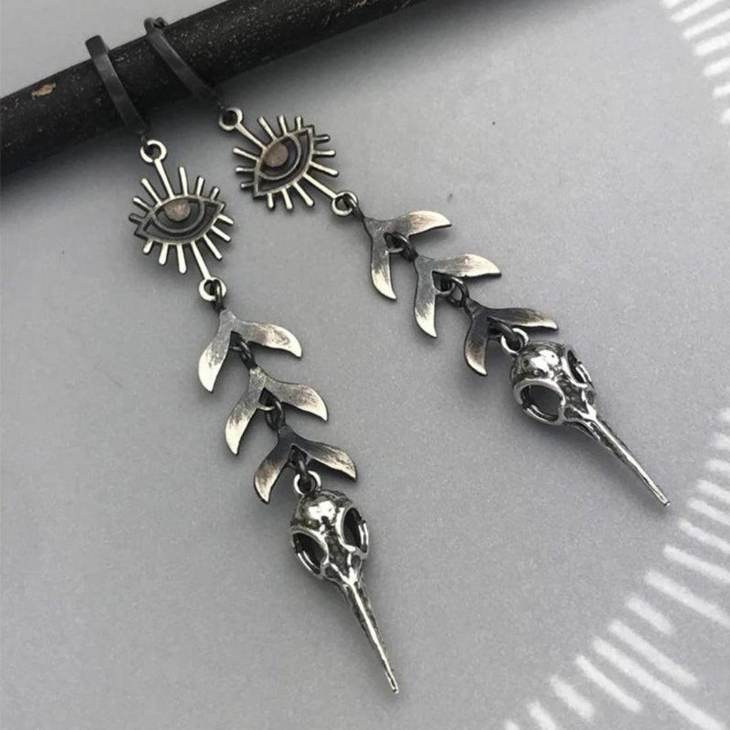 Mask Pendant Earrings in Silver