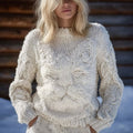 Comstylish Cute Cat Face Inspired Jacquard Cozy Knit Sweater