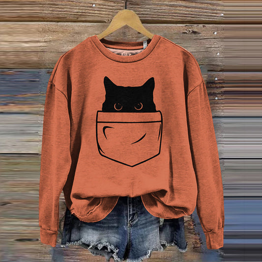 Comstylish Women's Funny Cat Meowtain Japanese Cat Print Sweatshirt
