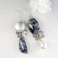Blue Stone & Pearl Earrings