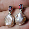 Red Glass Barroque Pearl Earrings
