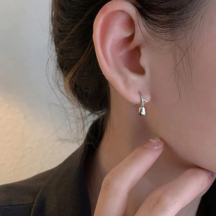 Silver Rose Earrings
