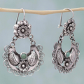 Silver Flower Dangling Earrings