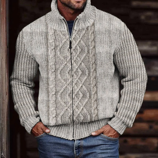 Men'S Vintage Knitted Jacquard Zipper Cozy Sweater Cardigan elevenforest