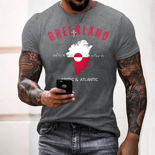 Men's Retro Greenland Pattern Short Sleeve Casual T-shirt elevenforest