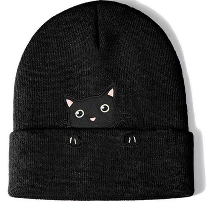 Cat Embroidery Cute Cat Knitted Hat elevenforest