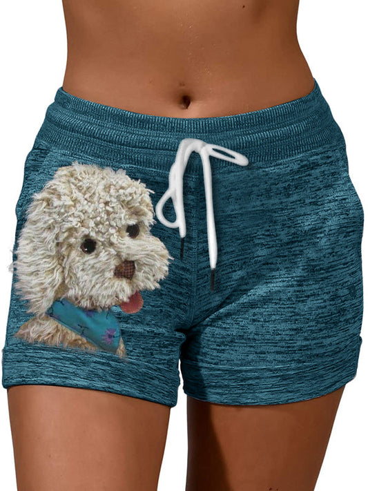 Comstylish Fuzzy Dog Plush Patchwork Heather Shorts