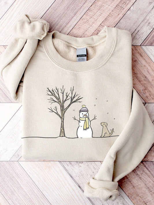 Comstylish Christmas Snowman Art Print Casual Sweatshirt
