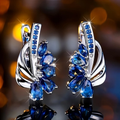 Blue Crystal Silver Earrings