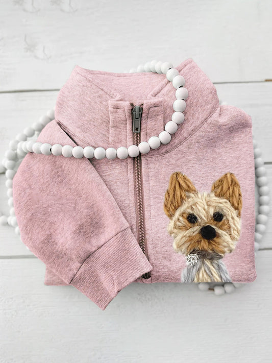 Comstylish Cute Fleece Pet Dog Women's Zipper Sweatshirt