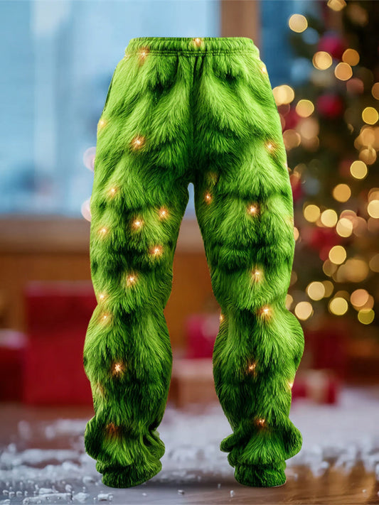 Comstylish Christmas Tree With Colorful Lights Pattern Men's Flannel Pants