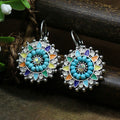 Mandala Earrings With Multicolour Opal and Crystal in Sterling Silver