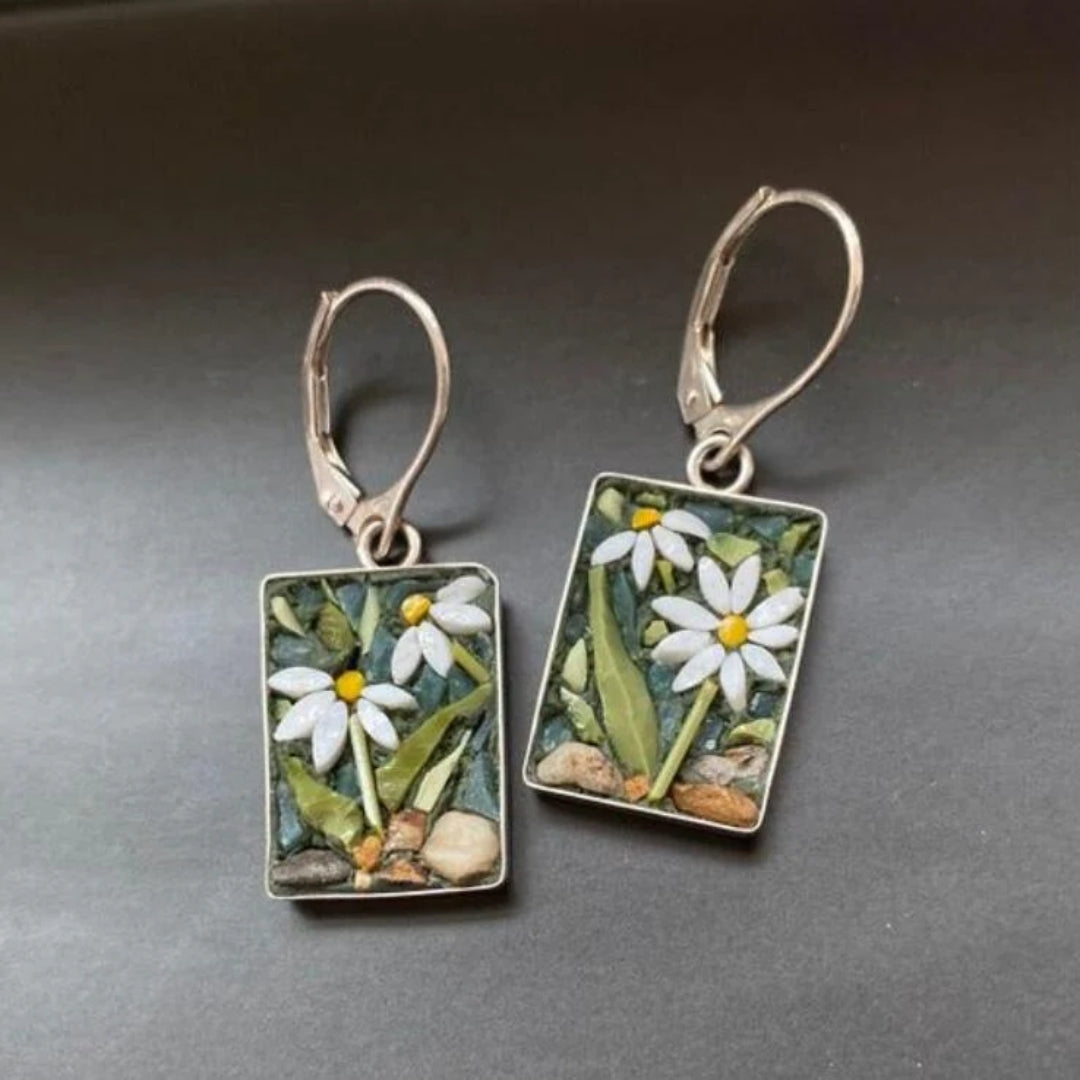 Rectangular Flower Earrings