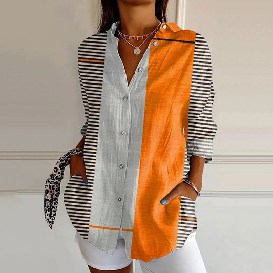 Comstylish Women's Colorful Geometric Art Cozy Shirt