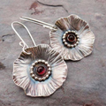 Silver Blossom Red Zirconia Earrings