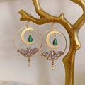 Golden Moon Dragonfly Earrings