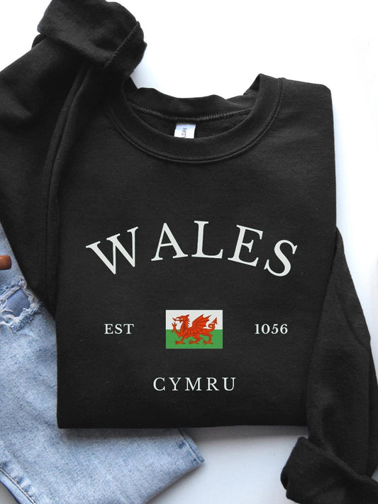 Comstylish Men's Cymru Welsh Flag Print Cozy Sweatshirt