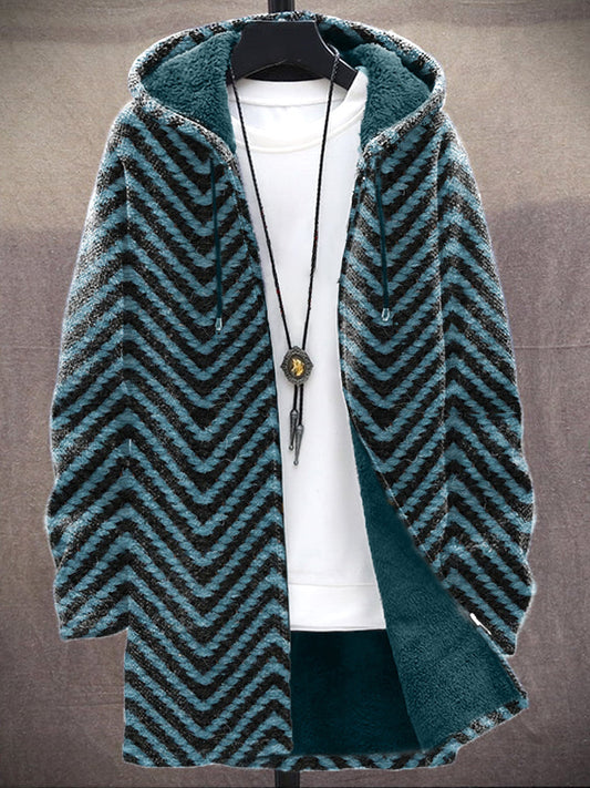 Men's Vintage Pattern Cozy Hooded Cardigan artswardrobe