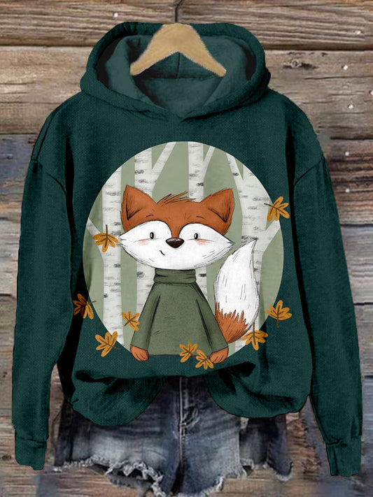 Lovely Cartoon Fox Graphic Vintage Comfy Hoodie artswardrobe