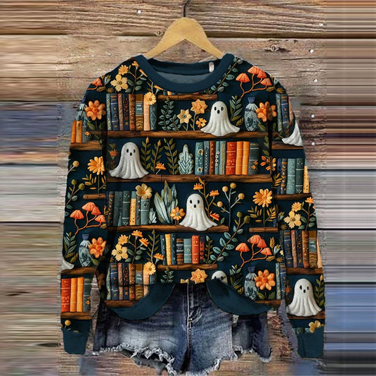 Comstylish Women's Halloween Boos Print Sweatshirt