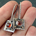 Square Red Crystal Earrings