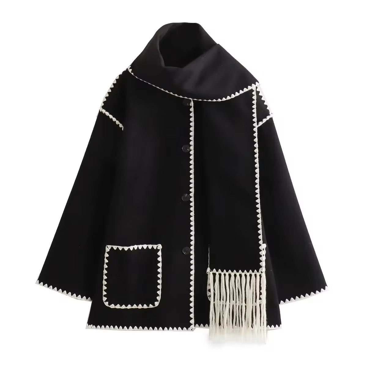 LM | loose jacket with scarf tassels