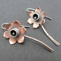 Silver Brown Flower Earrings