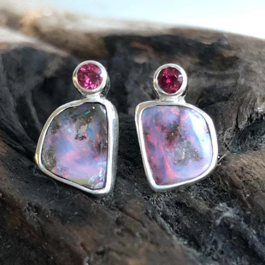Purple Red Zirconia Earrings
