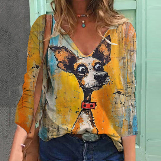Comstylish Women'S Fun Funny Dog Print T-Shirt