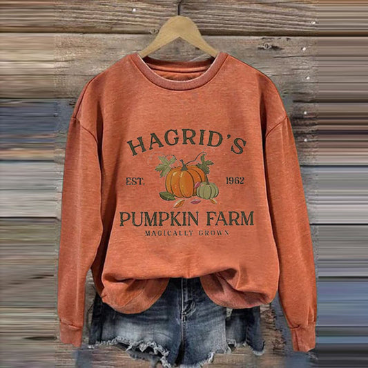 Women's Hagrid's Pumpkin Farm Print Sweatshirt artswardrobe