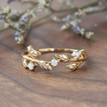 Gold & Zirconia Leaf Ring