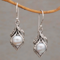 Dangling Pearl Silver Earrings