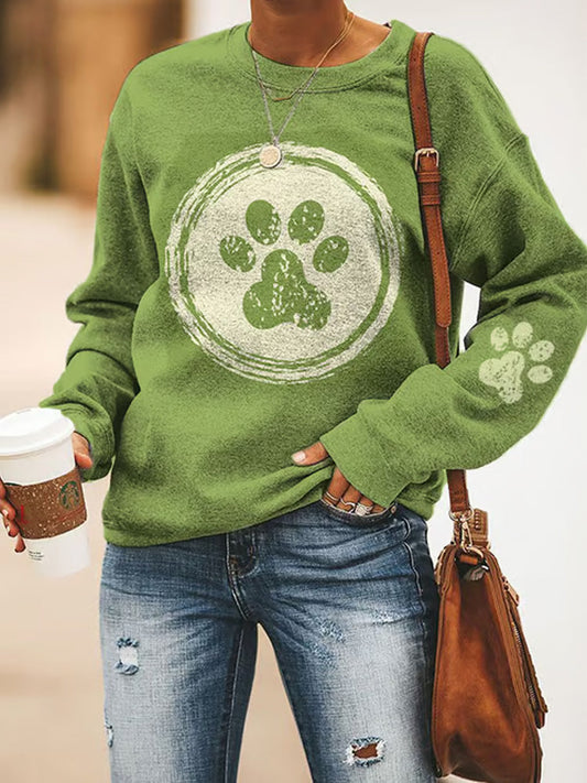Comstylish Women's Paw Print Casual Sweatshirt