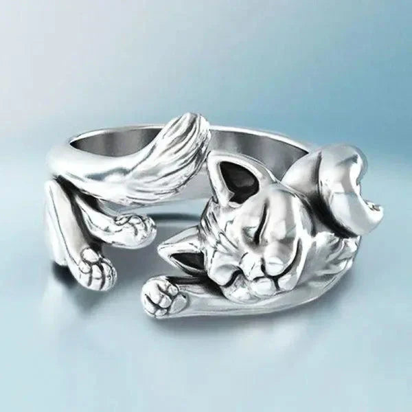 1+1 Offer: Silver Cat Earrings + Silver Cat Ring