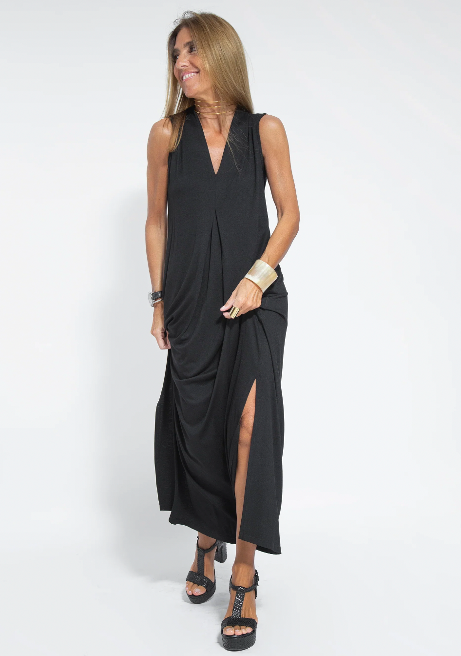 Schwarzes Kleid + Weste in Schwarz