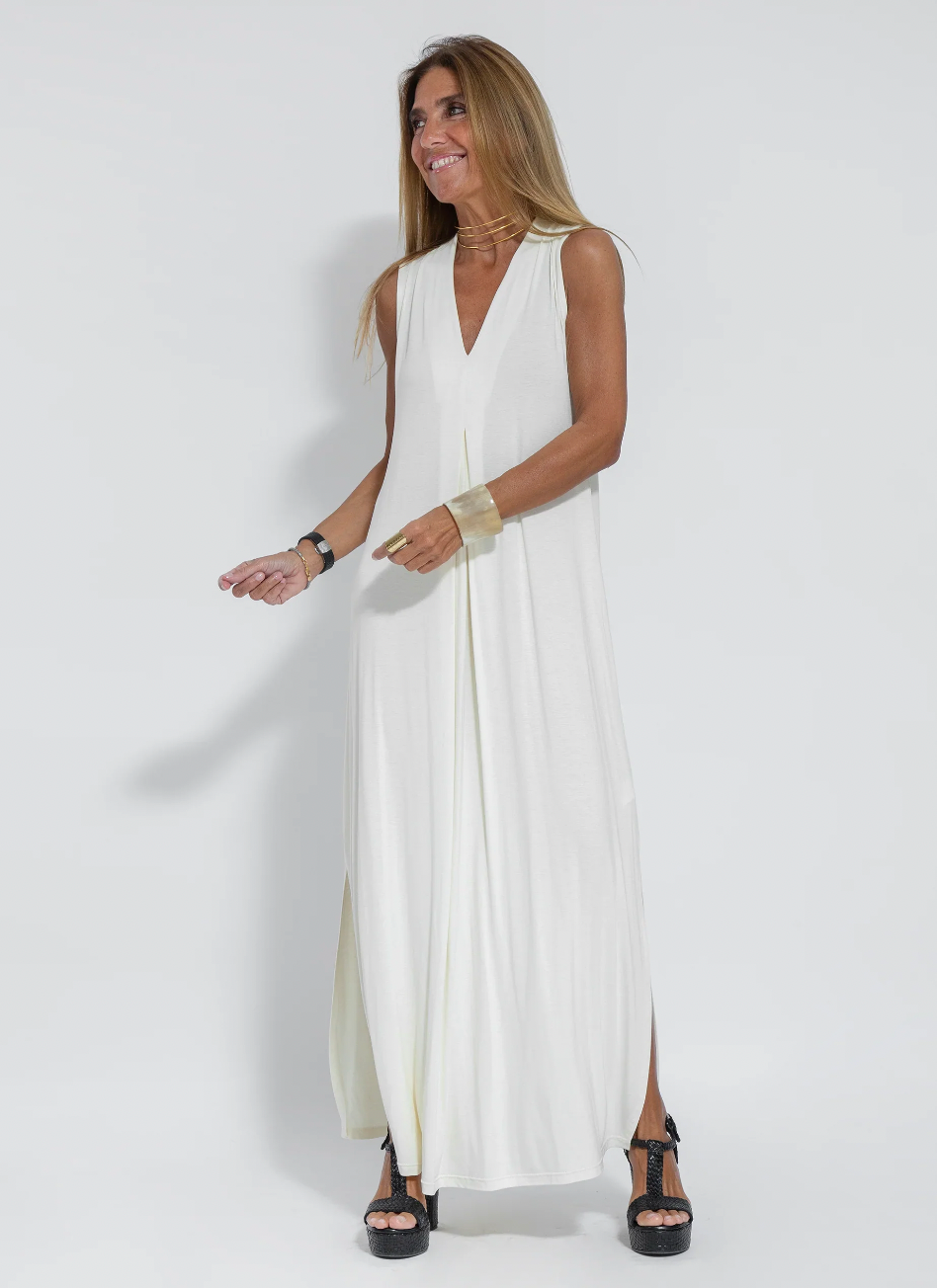 Weißes Kleid + Weste in Weiß